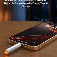Electric Cigarette Lighter - Plug-in USB Pocket Portable Outdoor Mouth-Blow